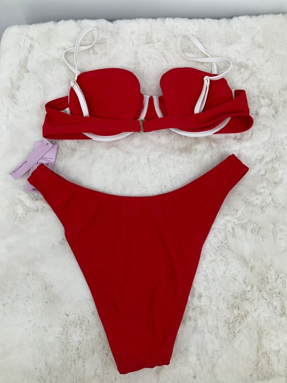 Wild Fable L (12-14) Red & White Underwire Bikini Set With Removable Pads - Picture 5 of 7